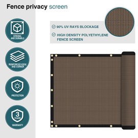 ECOOPTS 4'x12' Privacy Fence Screen Windscreen with Copper Grommets, fit for Commercial Fence and Residential Garden Outdoor Living 170GSM 90% UV Blockage, Cable Zip Ties Included (Brown)