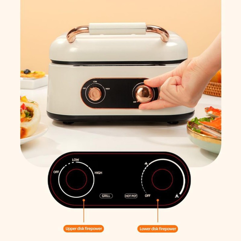 AORAN 7-in-1 Electric Griddle with Non-Stick Coating, Smokeless Grill for