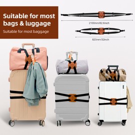Luggage Straps for Suitcases,Luggage Straps Bag Bungees,Adjustable TSA-Approved – High Elastic Suitcase Belt for Securing Carry-On(2 Pack Brown)