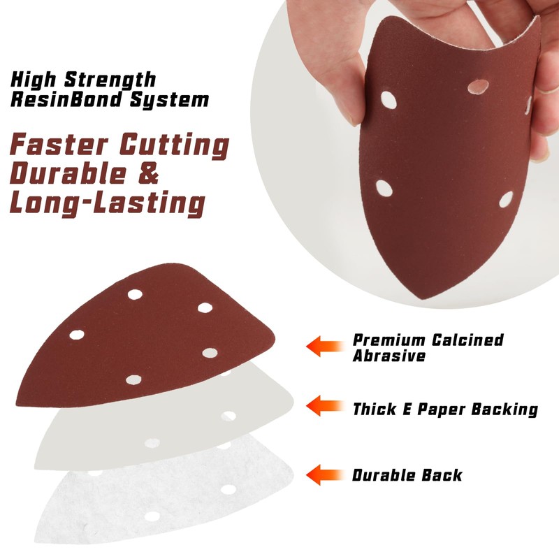 60 Sandpaper Triangle Sandpaper Velcro Mouse Sandpaper Set, 5-Hole Triangle