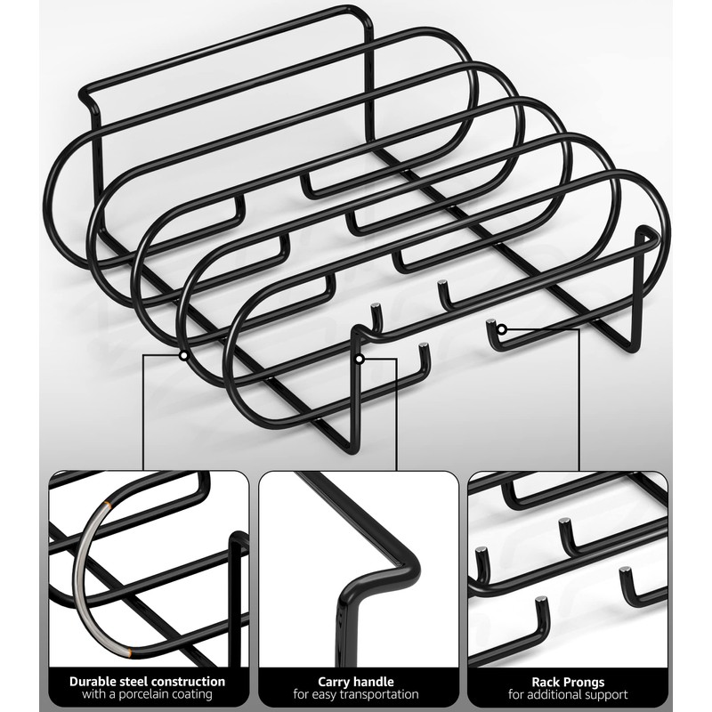 Sorbus® Non-Stick Rib Rack - Porcelain Coated Steel Roasting Stand