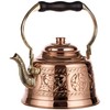 DEMMEX Heavy Gauge 1mm Thick Engraved Solid Copper Tea Pot