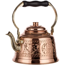 DEMMEX Heavy Gauge 1mm Thick Engraved Solid Copper Tea Pot Kettle Stovetop Teapot, Handmade (1.6-Quarts - Engraved)