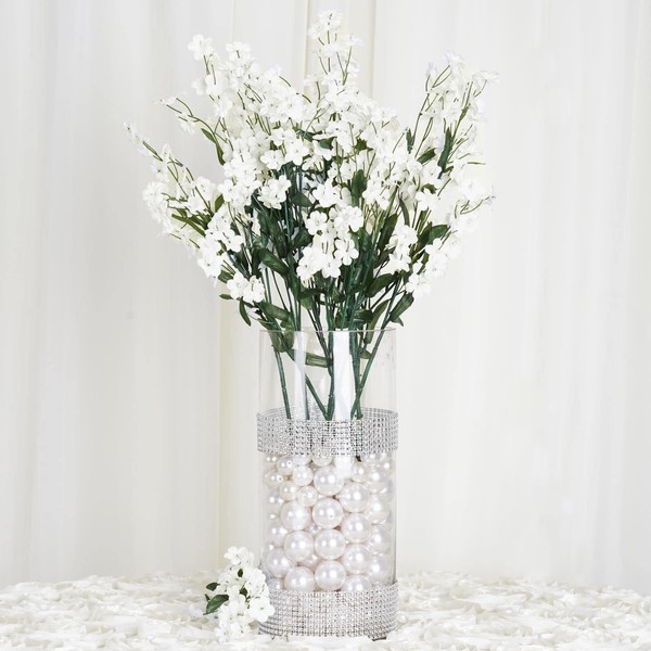 TABLECLOTHSFACTORY 12 Bushes Baby Breath Artificial Filler Flowers - Ivory