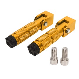 Pack of 2 Passenger Foot Pegs for Motorcycles, Foldable Foot Pedal M8 Non-Slip Aluminium Alloy Footrest, Universal for Bicycles, ATV, UTV, Go Kart (Gold)