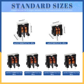 Glarks 24pcs 6 Sizes Toroid Core Inductor Kit, UU9.8 x 5MH, UU10.5 x 10MH 15MH 20MH 30MH 40MH Inductance Copper Coil, Toroidal Inductor Wire (UU9.8 x 5MH, UU10.5 x 10MH 15MH 20MH 30MH 40MH)