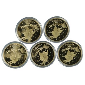 Risedot Tooth Fairy Gold Coins, Commemorative Coin Collection Experience Gift (5 Pieces)