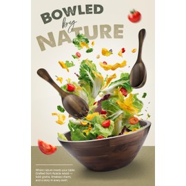 Tidita Acacia Wood Salad Bowl Set with Spoon, Fork - Large Salad Bowl with Serving Utensils - Big Mixing Bowl (12.2" Diameter x 4.75" Height) (Walnut Color)