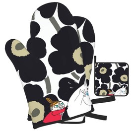 Moomins Heat Resistant Potholder Oven Mitt, Pot Grab, Heat Resistant Mitten, Stylish, Cute Oven Mitt, Anti-slip Set of 3, Kitchen Mittens, For Both Left and Right Hands, Unisex