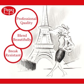 Pepy Professional Charcoal Pencil Set – Set of 6 Pre-Sharpened Hard Black Charcoal Pencils; Perfect for Drawing, Sketching, Blending and Shading