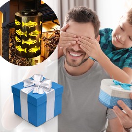 Solar Lights Hanging Lanterns Outdoor - Fish Hollowed-Out Metal Decorative Lantern, Waterproof Outdoor Garden Lanterns for Patio, Porch, Deck, Yard, Table Decor | Pretty Nice Gift Ideas for Holiday