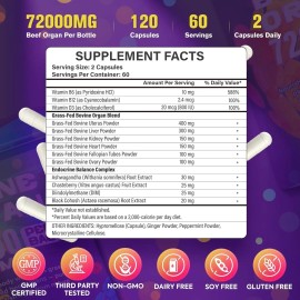 lanhuilin Beef Organ Supplement for Women 120ct – Hormone Balance, Energy & Vitality
