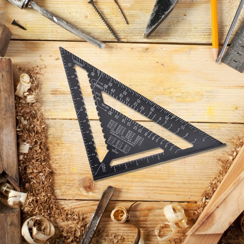 12 inch Black Aluminium Right Angle Triangle Ruler Rustproof Protractor
