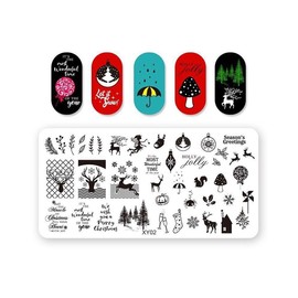 Christmas Metal Nail Stamping Plate Snowflake Santa Sleigh Reindeer Tree Xy 02 Nail Wraps Stickers Manicure Supplies for Women Nails Full Long Lasting Easy Apply and Remove