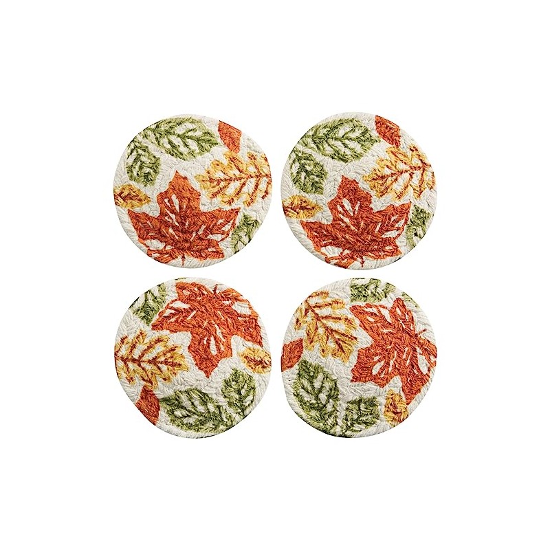 Park Designs Fall Leaves Printed Braided Coasters Set
