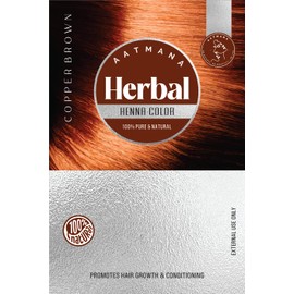 AATMANA Herbal Copper Brown Henna Hair Colour with Goodness of 9 Herbs | Copper Brown Henna Mehndi for Hair, Make Hair Soft & Shiner Natural Hair Colour for Men & Women 100 g