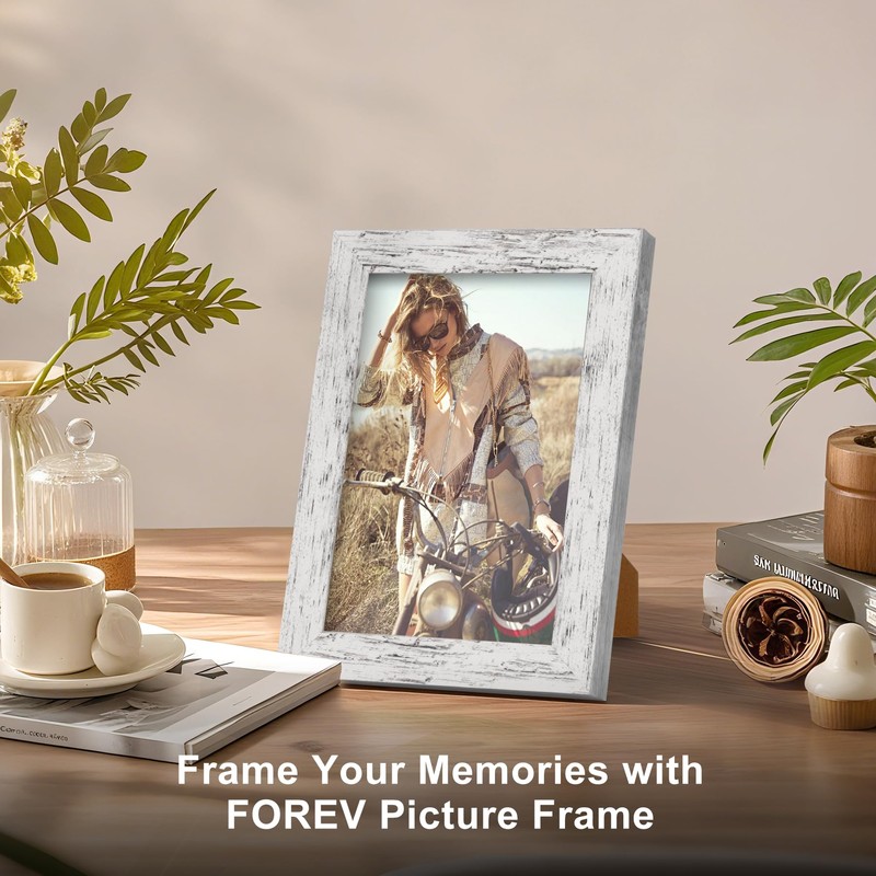 TOFOREVO 4x6 Picture Frames Set of 6 Distressed White Wood