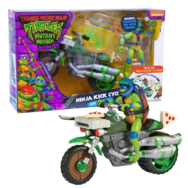 Turtles Mutant Mayhem - Combat Motorcycle and Leonardo Figure Included, Compatible with All Basic Figures, for Ages 4 and Above. Giochi Preziosi