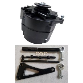 CNCRSR Chevy SBC 350 130 Amp 1 OR 3 Wire Alternator & LWP Aluminum Bracket Kit Black