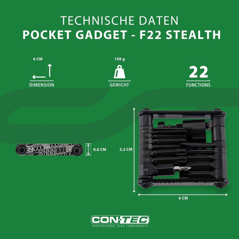 CONTEC Bicycle Multitool Pocket Gadget - F22 Stealth, 22 in