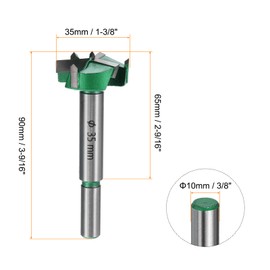 HARFINGTON 2pcs Forstner Drill Bits 1-3/8" (35mm) Carbide Upgraded 3 Flutes Wood Hinge Drill Bits Opener Cutter for Hole Drilling Woodworking, Green