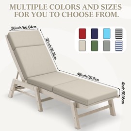2 Pcs Chaise Lounge Cushions Outdoor, 80 x 26 x 4 Inch Lounge Chair Cushions for Outdoor Furniture - Waterproof Lounge Patio Replacement Cushion, 4In Fade-Resistant ThickPatio Chaise Lounge Cushion