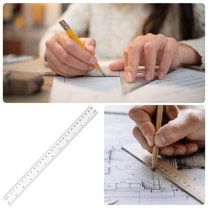 sourcing map 30pcs Clear Plastic Ruler 30cm (12 Inch) Metric