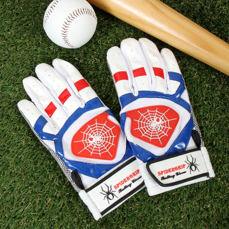 スパイダーグリップ滑り止めバッティンググローブ Spidergrip Nonslip Batting Gloves (M, Blue Red (青赤))