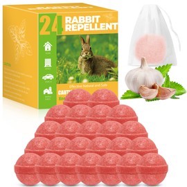 YJOO 24PCS Deer Rabbit Repellent - Natural Peppermint Oil Deer Repellent for Garden Lawn Yard, Rabbit Repellant Keep from Eating Plants Flowers, for Kids and Pet Safe