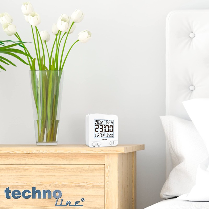Technoline WT 235 Radio-Controlled Alarm Clock Silver with Touch Sensor,