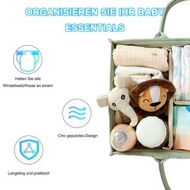 Lixstyea Wickeltasche Organizer - Wickelorganizer Zuhause, Wickel Organizer, Baby Aufbewahrungskorb mit Herausnehmbaren Fächern, Wickelorganizer, Wickeltisch Babykorb (Blau)