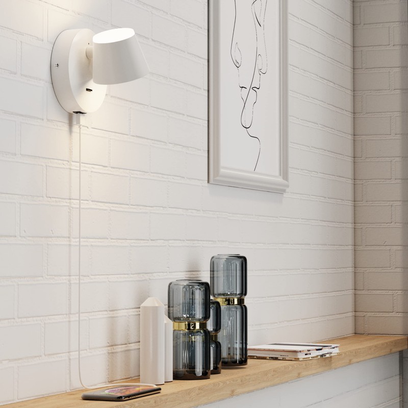 URSOLA Wall Light LED Wall Sconce with On/Off Switch USB