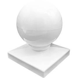 4" Vinyl Post Cap Ball/Dome Style Post Caps - Vinyl Fence Post Caps for 4" x 4" Vinyl Fence Post - White PVC/Vinyl Fence Post Cap (Each)