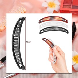 3 Pieces Banana Hair Clip,Banana Clip,Banana Clips For Hair,Bannana Clips,Banana Clips,Banana Clips For Fine Hair,Banana Hair Clips For Thick Hair,Suitable For Girls' Hair(White,Black, Brown)