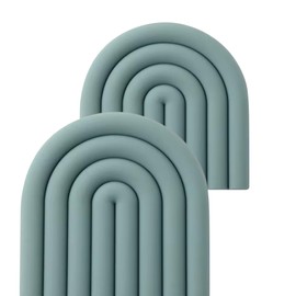 Bare & Balanced Silicone Heat Resistant Trivet Mats – Multipurpose Non-Slip Kitchen Hot Pads, Insulated Coasters & Pot Holders – Modern Placemats for Dining Table & Countertop – Set of 2 (Dusty Blue)