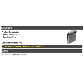 Marketplace Auto Parts Heater Core - Compatible with 2009-2017 Volkswagen Tiguan
