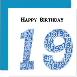 Funny 19th Birthday Card for Men - Shapecloud - Happy Birthday Card for Son, Daughter, Brother, Sister, Grandson, Granddaughter, Niece, Nephew, Cousin, 145mm x 145mm Greeting Cards