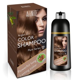 ALINICE Hair Color Shampoo for Gray Hair – Enriched Color Shampoo Hair Dye Formula – 3 in 1 with Natural Ingredients – Long Lasting & DIY 500ml(light brown)