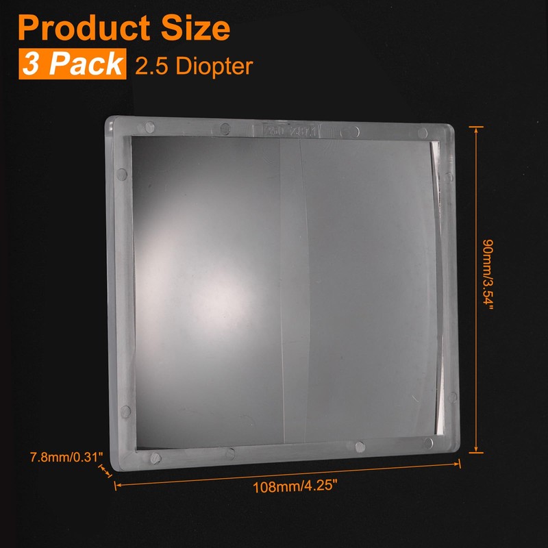 sourcing map 3pcs Welding Magnification Lens 3.54" x 4.25" (2