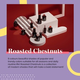 Beetles Gel Nail Polish Set - Roasted Chestnuts Collection 6 Colors Fall Winter Chocolate Brown Gel Polish Kit Neutral Beige Khaki Gold Glitter Yellow Autumn Gel Polish Nail Art Mani Christmas Gifts