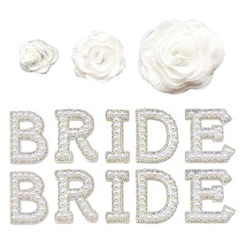 2 Sets of Bride Embroidery Stickers, 3 Three-Dimensional Flowers, Rhinestones for Clothes, Bridal Stickers, Letter Patches, Iron-On Letter Patches