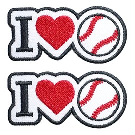 Octory 2 PCS I Love Sports Patch Iron on for Clothing Saw On/Iron On Embroidered Patch Applique for Jeans, Hats, Bags (I Love Baseball)