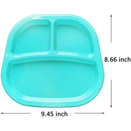 Youngever 3-Compartment Divided Re-usable Plastic Kids Tray, 3 Compartment Plates, Set of 9 (9 Coastal Colors)