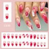 Flower Press on Nails Almond Medium Fake Nails French Tip