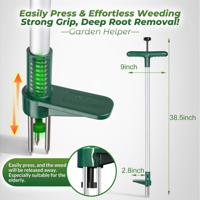 Walensee Weed Puller, Stand Up Weeder Hand Tool, Long Handle