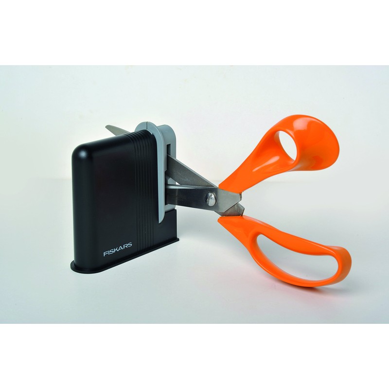 Fiskars Scherenschärfer, Für Rechtshänderscheren, Keramik-Schleifköpfe/Kunststoff-Gehäuse, Schwarz/Grau, 1005137