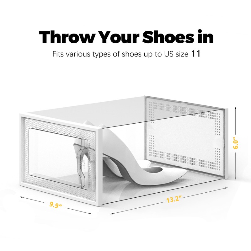 SEE SPRING X-Large Shoe Storage Box Fit Size 11, Clear