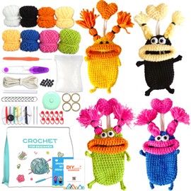 Esportic Crochet Kits for Beginners Adults, Crochet Animal Kit, Knitting Starter kit for Adults with Yarn, Eyes, Crochet Hook, Step-by-Step Instruction and Video Tutorial (A)