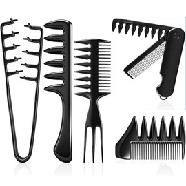Peine de Textura 5 Piezas, Set de Peines, Peine Texturizador para Hombre, Peine Dientes Anchos, Peine para Cabello Rizado, Peine para Cabello Hombre Profesional para Estilizado,