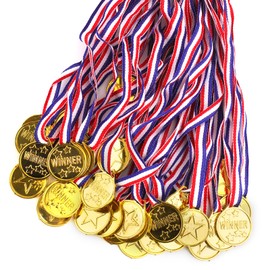 30 Pcs Gold Medals for Kids, Gold Plastic Winner Award Medals Gold Medal Prizes for Sports Game Party Gift
